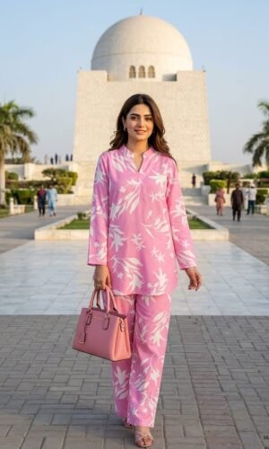 mtm brand 2pcs stitched co ord set cotton