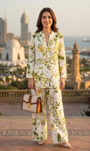 mtm brand 2pcs stitched co ord set cotton