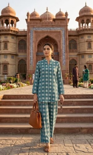 mtm brand 2pcs stitched co ord set cotton