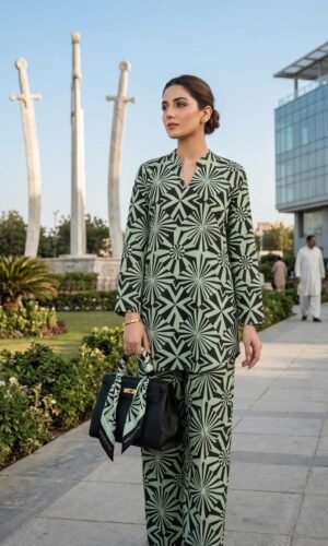 mtm brand 2pcs stitched co ord set cotton