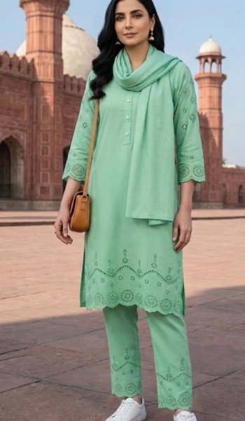 MTM Brand Cutwork Co-Ord Set Cutwork Cotton Mix