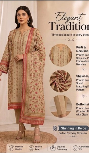 Stitched Pakistani Lawn Dress