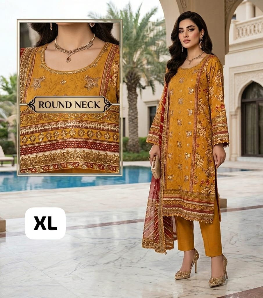 pakistani lawn squeens worked embroidered stitched 3 pcs shalwar dress